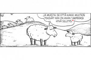Comic strip with sheep
