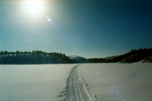 Cross country skiing tracks in Finnish Lapland